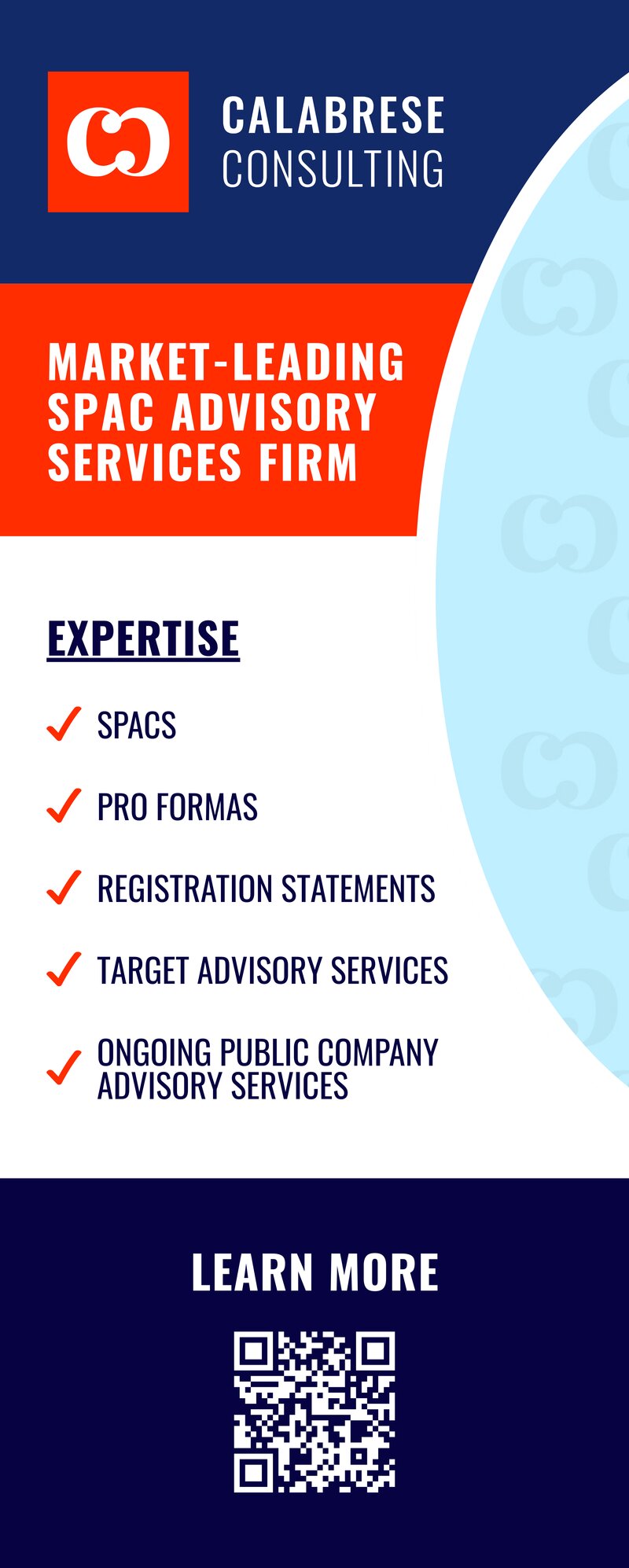 Calabrese Consulting SPAC advisory banner ad